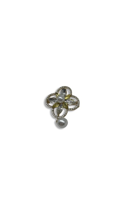 Four-leaf clover crystal brooch