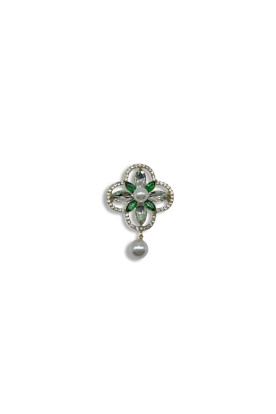 Four-leaf clover crystal brooch