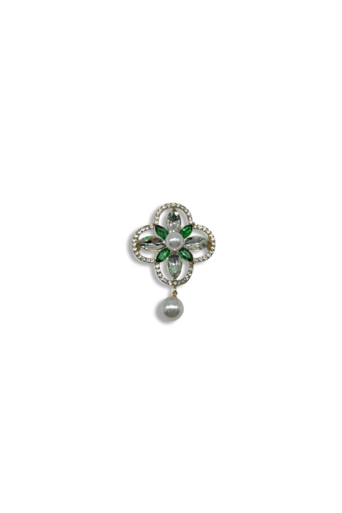 Four-leaf clover crystal brooch