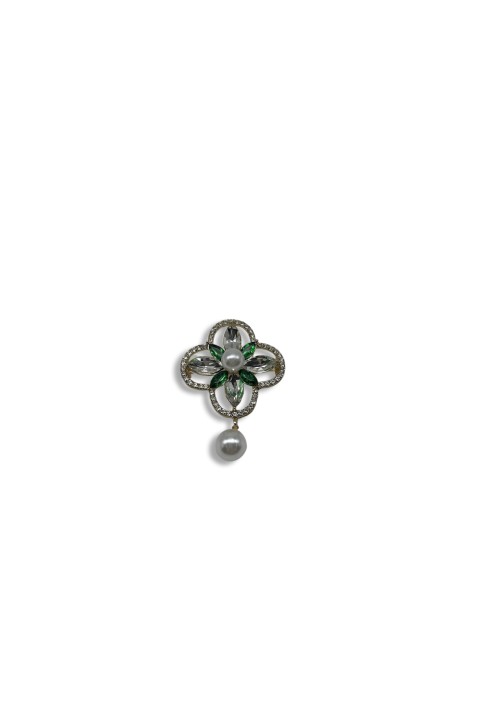 Four-leaf clover crystal brooch