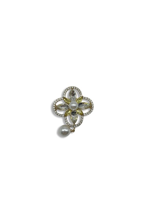 Four-leaf clover crystal brooch