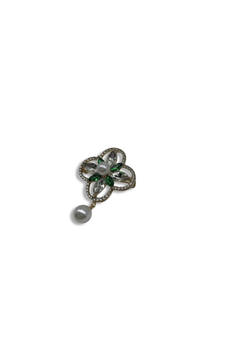 Four-leaf clover crystal brooch