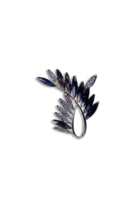 Olive branch crystal brooch