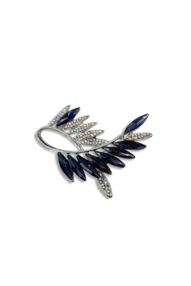 Olive branch crystal brooch